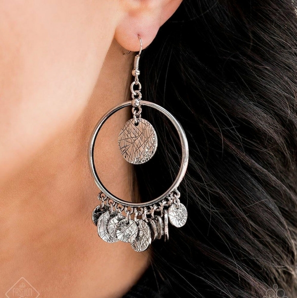 Paparazzi Earrings - Start From Scratch Silver - Picture 2 of 3